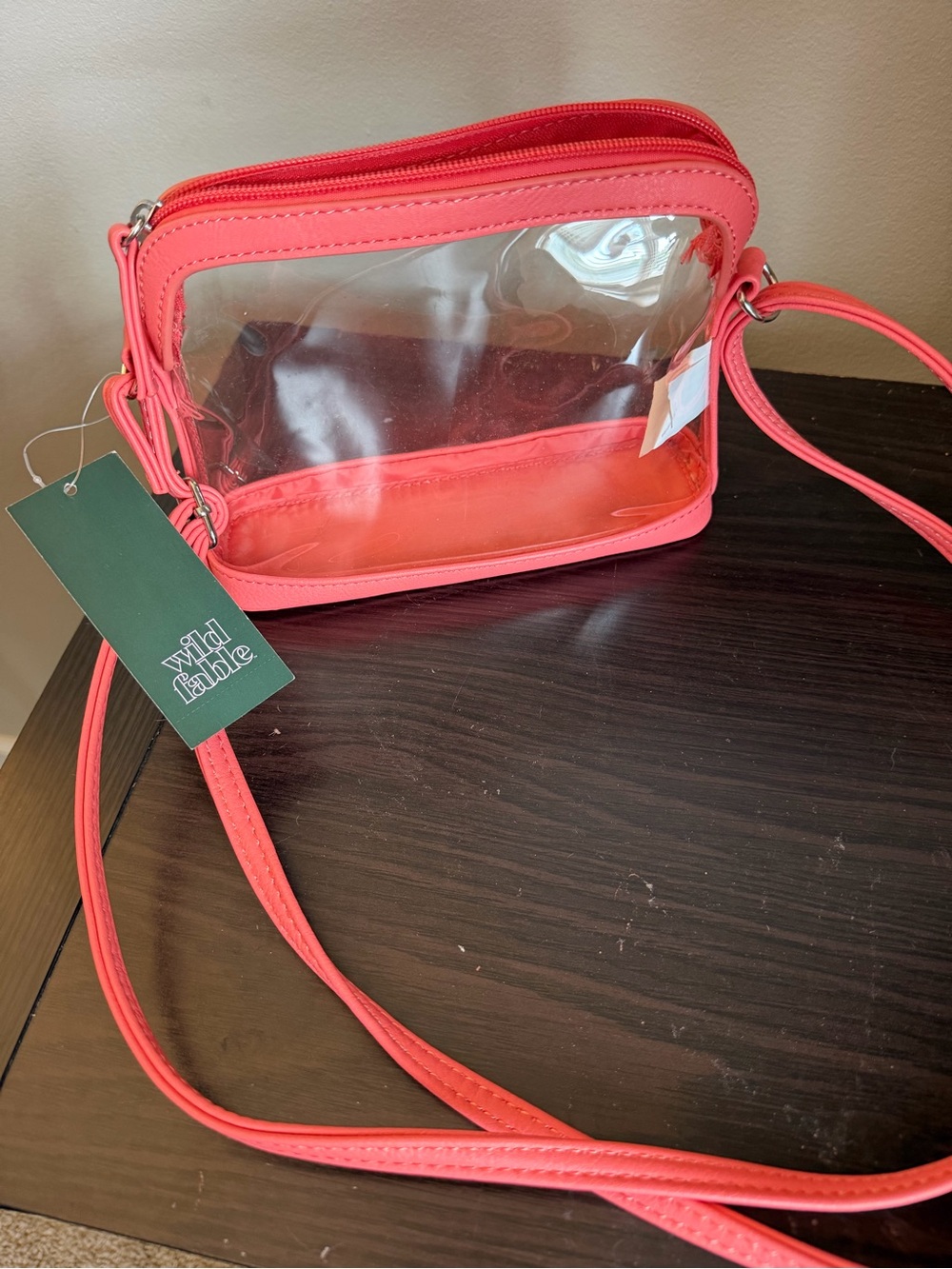 wild fable Clear Crossbody Bag with Coral Trim